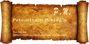Petrovitsch Miklós névjegykártya